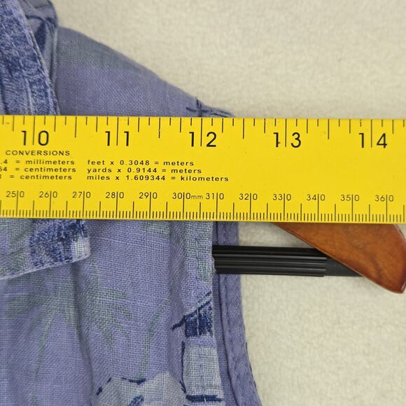 Vintage CC Collection Shirt Womens Small Blue Linen Beach Collared Coastal Warm - Picture 4 of 14